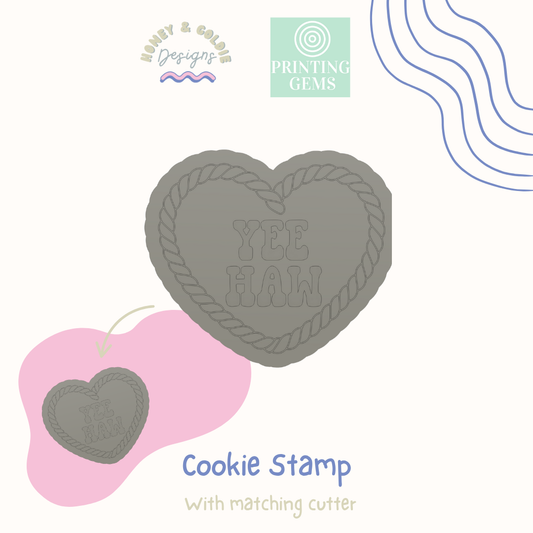 Yee haw rope raised cookie stamp and matching cutter by Honey & Goldie