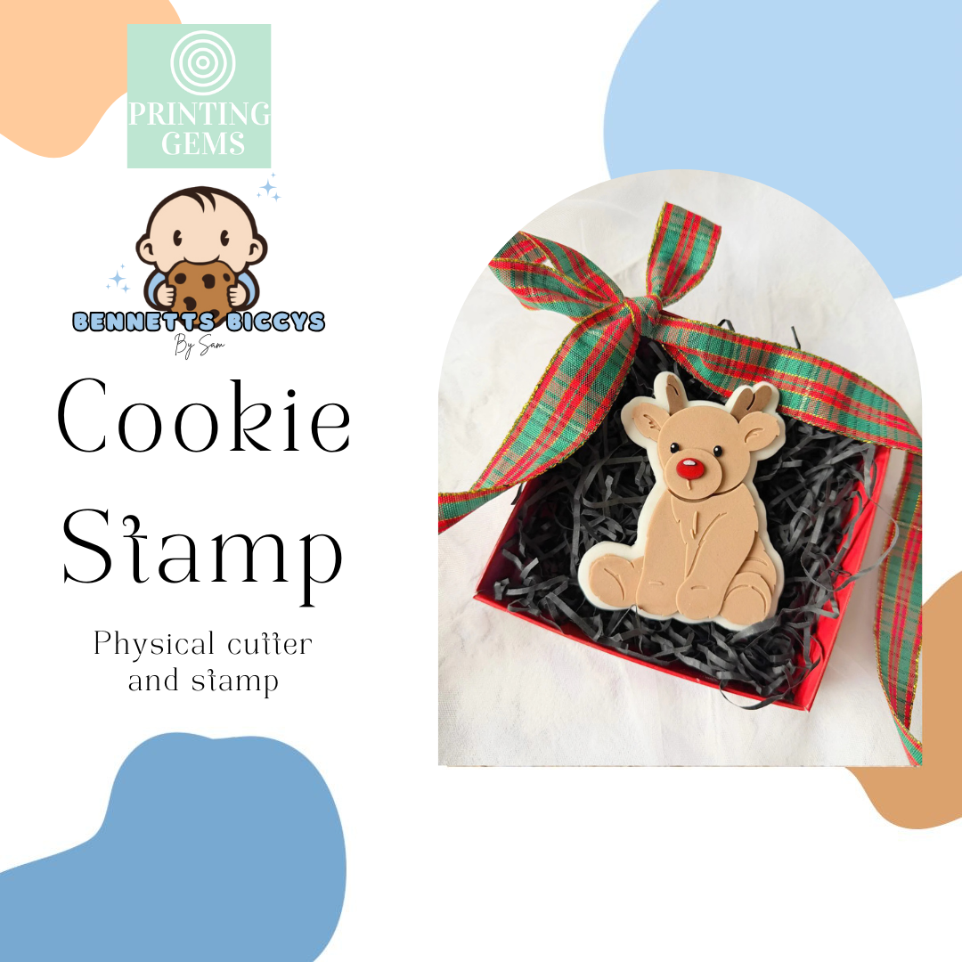 Plush Reindeer Christmas raised stamp by Bennets Biccys