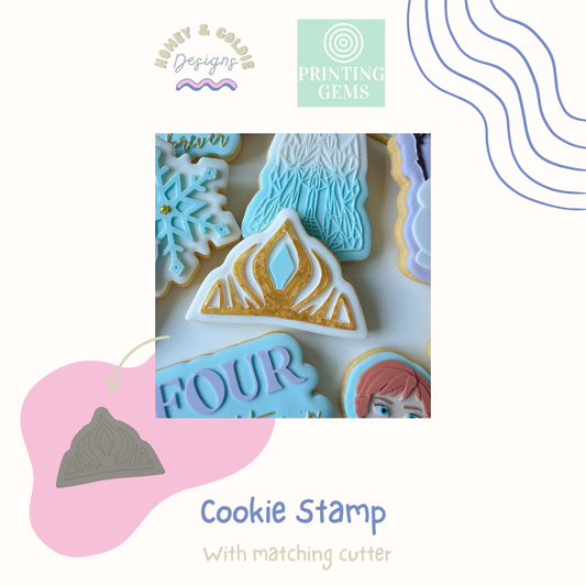 Crown raised cookie stamp and matching cutter by Honey & Goldie