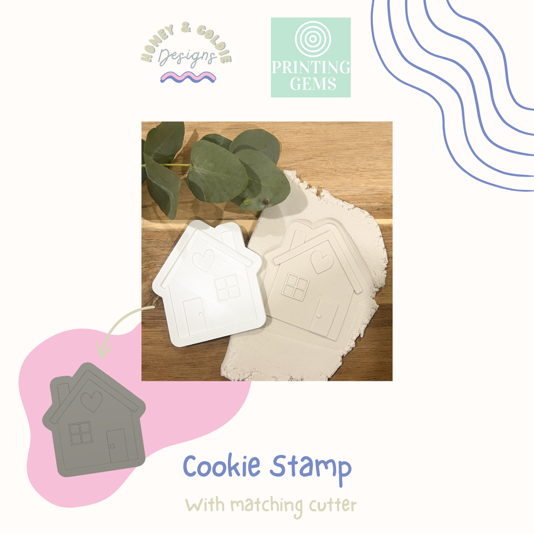 House raised cookie stamp and matching cutter by Honey & Goldie
