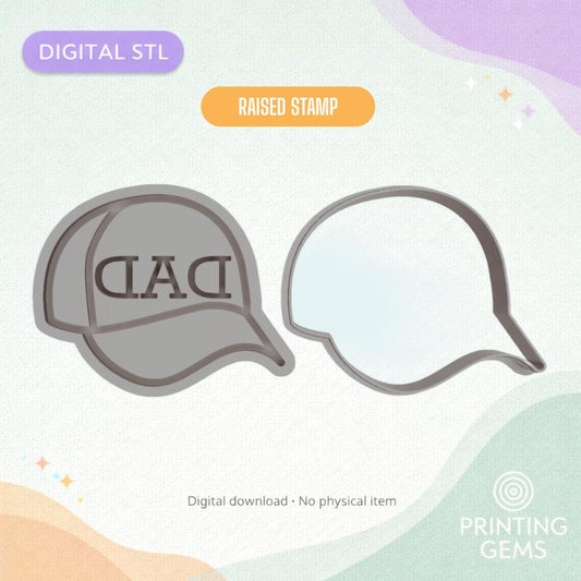 Dad Cap Raised Cookie Cutter & Stamp STL