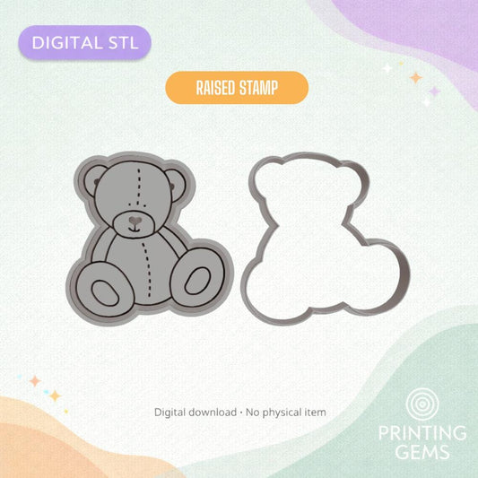 Teddy BearRaised Cookie Cutter & Stamp STL
